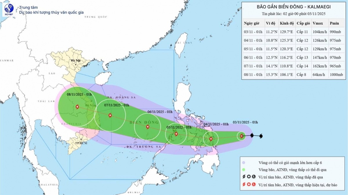 Bão Kalmaegi giật cấp 14 tiến gần Biển Đông, dự báo mạnh lên trong những ngày tới