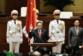 Hình ảnh ông Trần Thanh Mẫn tuyên thệ nhậm chức Chủ tịch Quốc hội khóa XV